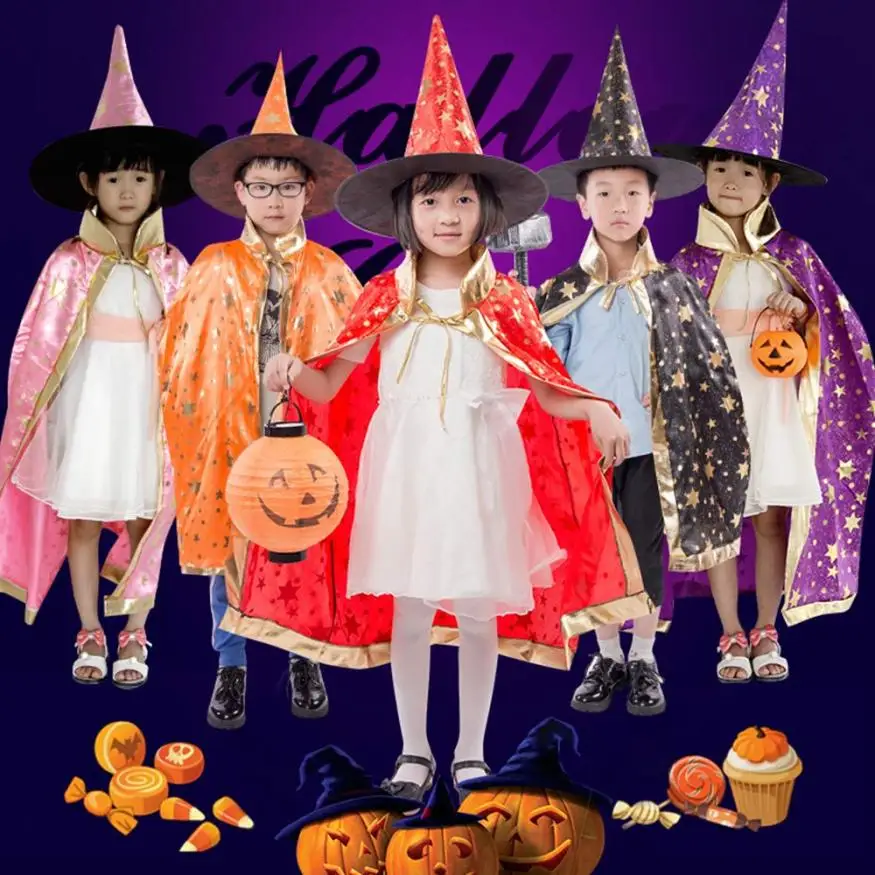 Childrens' Halloween Costume Wizard Witch Cloak Cape Robe and Hat for Boy Girl halloween party accesoires 8.3
Childrens' Halloween Costume Wizard Witch Cloak Cape Robe and Hat for Boy Girl halloween party accesoires 8.3