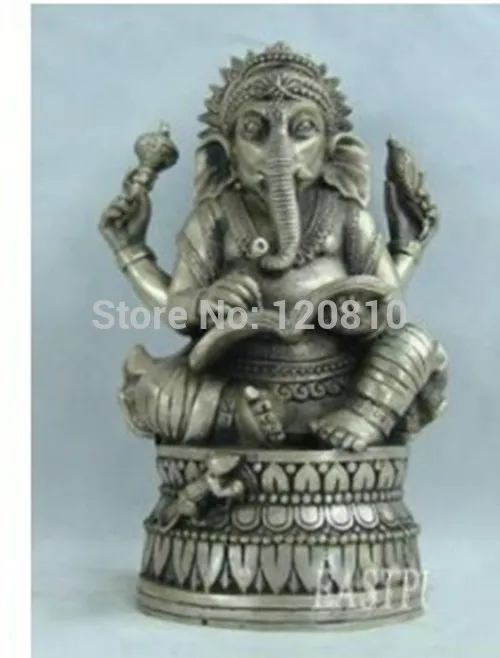 Collectible Decorated Old Handwork Tibet Silver Kwan-yin Sit On Phoenix Statue