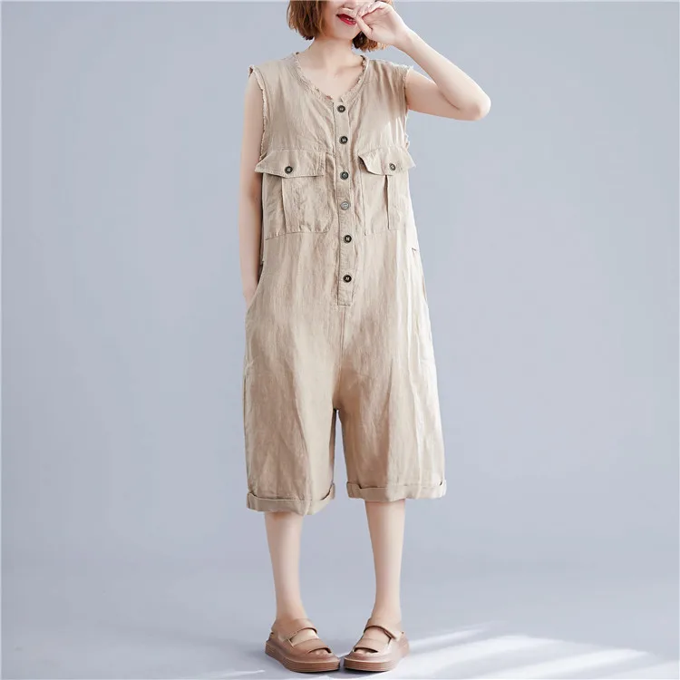 Jumpsuits For Women 2019 Spring Summer Casual Sleeveless Buttons Overall Jumpsuit Playsuit Loose Pocket Calf-Length Pants
Jumpsuits For Women 2019 Spring Summer Casual Sleeveless Buttons Overall Jumpsuit Playsuit Loose Pocket Calf-Length Pants