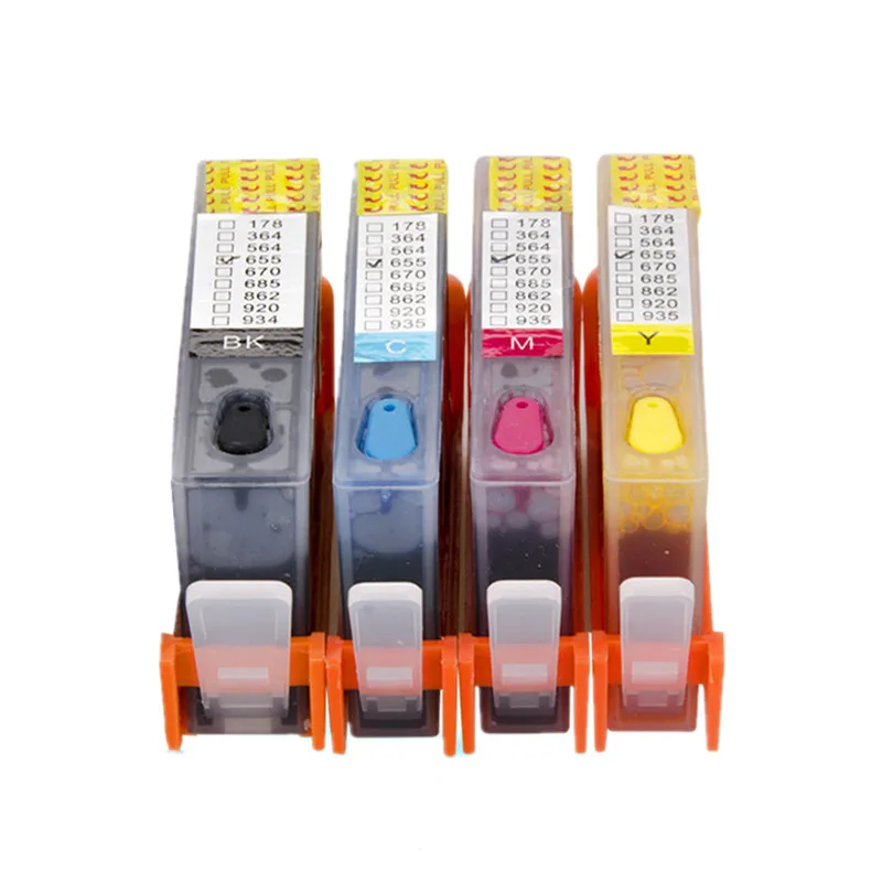 4 Color Set Refillable Ink Cartridge Compatible for HP 655 Full Ink with Chip for HP Deskjet 3525 4615 4625 5525 6525
4 Color Set Refillable Ink Cartridge Compatible for HP 655 Full Ink with Chip for HP Deskjet 3525 4615 4625 5525 6525