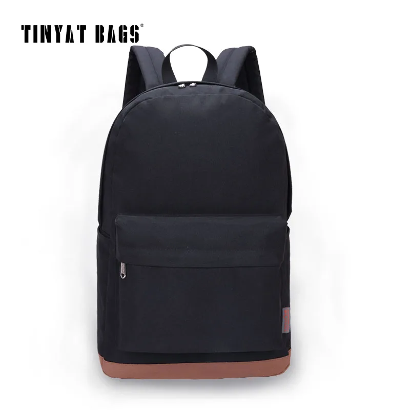 Image TINYAT Men Male Canvas College Student School Backpack Bags Casual Rucksacks Laptop Backpacks Women Mochila T101 Black escolar