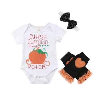 3PCS Set Newborn Baby Boy Girl Short Sleeve Pumpkin Romper Tops+Leg Warmer Headband Outfits Halloween Clothes Set
3PCS Set Newborn Baby Boy Girl Short Sleeve Pumpkin Romper Tops+Leg Warmer Headband Outfits Halloween Clothes Set
