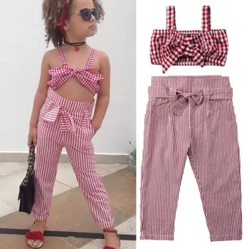 Stylish Design Kids Baby Girls Clothes Plaids Print Sleeveless Bandeau Tank Top Long Red Striped Belt Pants 2Pcs Outfits Summer
Stylish Design Kids Baby Girls Clothes Plaids Print Sleeveless Bandeau Tank Top Long Red Striped Belt Pants 2Pcs Outfits Summer