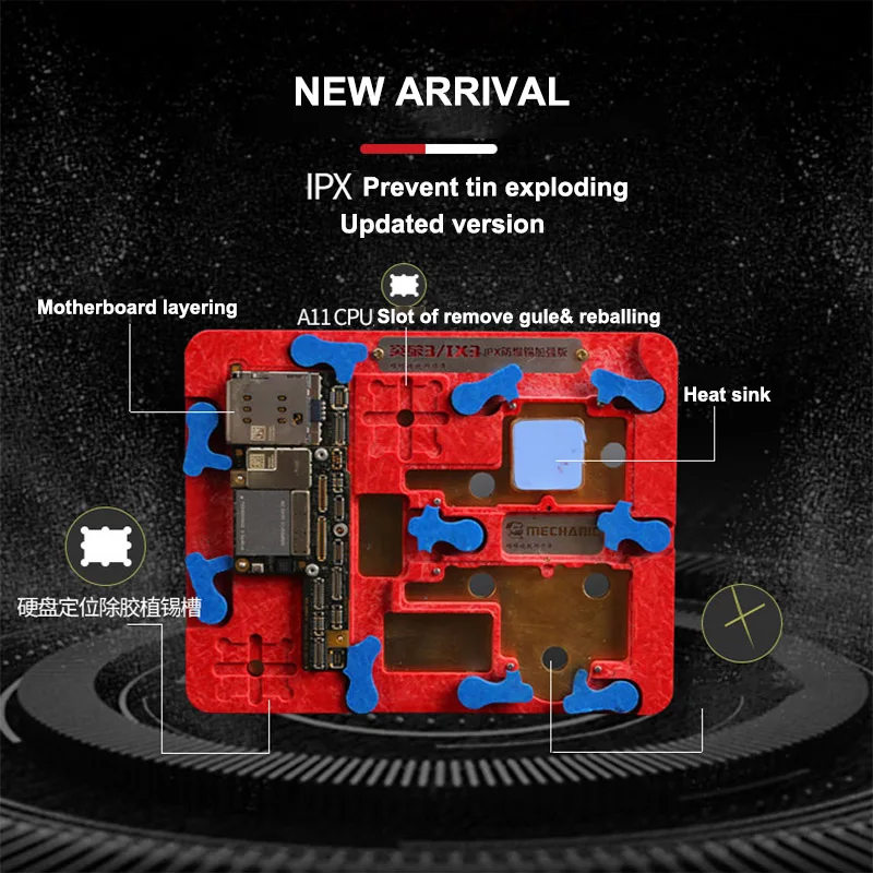 Mechanic multi-function iPhone X Motherboard positioning fixture maintenance platform Prevent tin exploding update version
Mechanic multi-function iPhone X Motherboard positioning fixture maintenance platform Prevent tin exploding update version