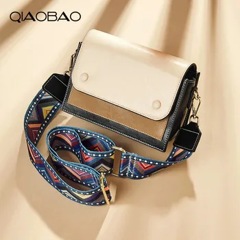 QIAOBAO 2020 Cowhide Leather Flap Bag Women Wide Strap Messenger Bags Panelled Shoulder Bag Female Crossbody Bags Lady Handbags
QIAOBAO 2020 Cowhide Leather Flap Bag Women Wide Strap Messenger Bags Panelled Shoulder Bag Female Crossbody Bags Lady Handbags