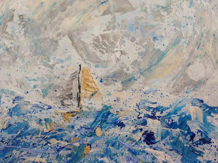 

Dafen Wholesale New Craft Hot Selling High Quality Hand Painted Abstract Seascape Oil Painting Wall Art for Office Decoration