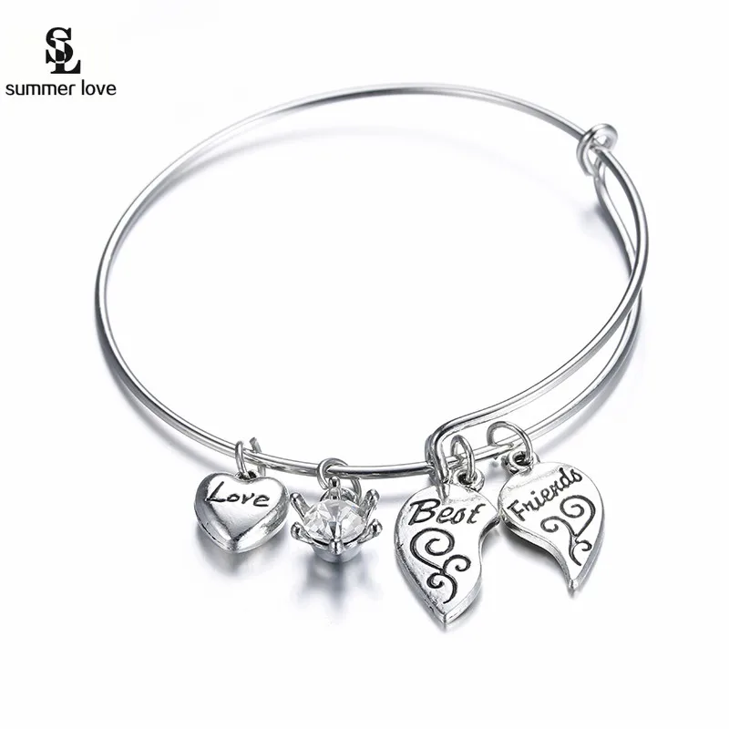Bff Bracelets For Friends Girls Broken Heart Shape Expandable Wire Bracelet Bangle Crystal Charm Famous Brand Jewelry
Bff Bracelets For Friends Girls Broken Heart Shape Expandable Wire Bracelet Bangle Crystal Charm Famous Brand Jewelry