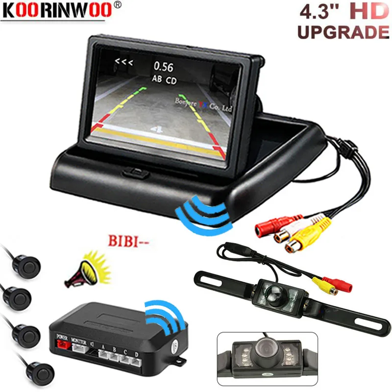 Koorinwoo Wireless Car Parking 4 Sensor Kit Buzzer Radar Indicator Probe System Foldable Monitor License plate Rear view camera
Koorinwoo Wireless Car Parking 4 Sensor Kit Buzzer Radar Indicator Probe System Foldable Monitor License plate Rear view camera