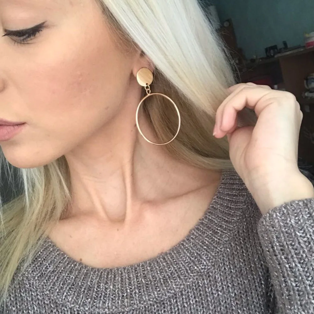 Simple style, big circle earrings 2019 women's Brincos, handmade gold earrings statement gift jewelry
Simple style, big circle earrings 2019 women's Brincos, handmade gold earrings statement gift jewelry