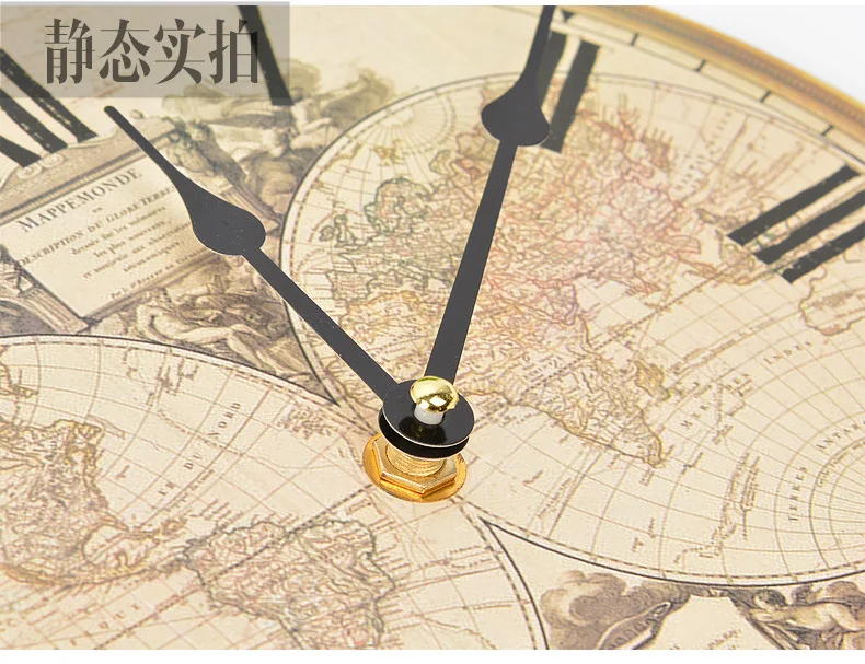 3d vintage wall clock for living room Europe wooden retro wall clock world map wanduhr silent klok wall watches home decor (8)