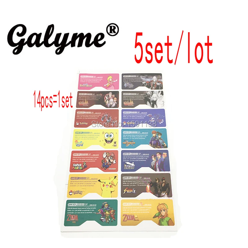 5sets/70pcs Multi Cartoon Replacement Customer Design Label Sticker for GBASP Back Game Housing Console Back Tag Boy Advance SP
5sets/70pcs Multi Cartoon Replacement Customer Design Label Sticker for GBASP Back Game Housing Console Back Tag Boy Advance SP