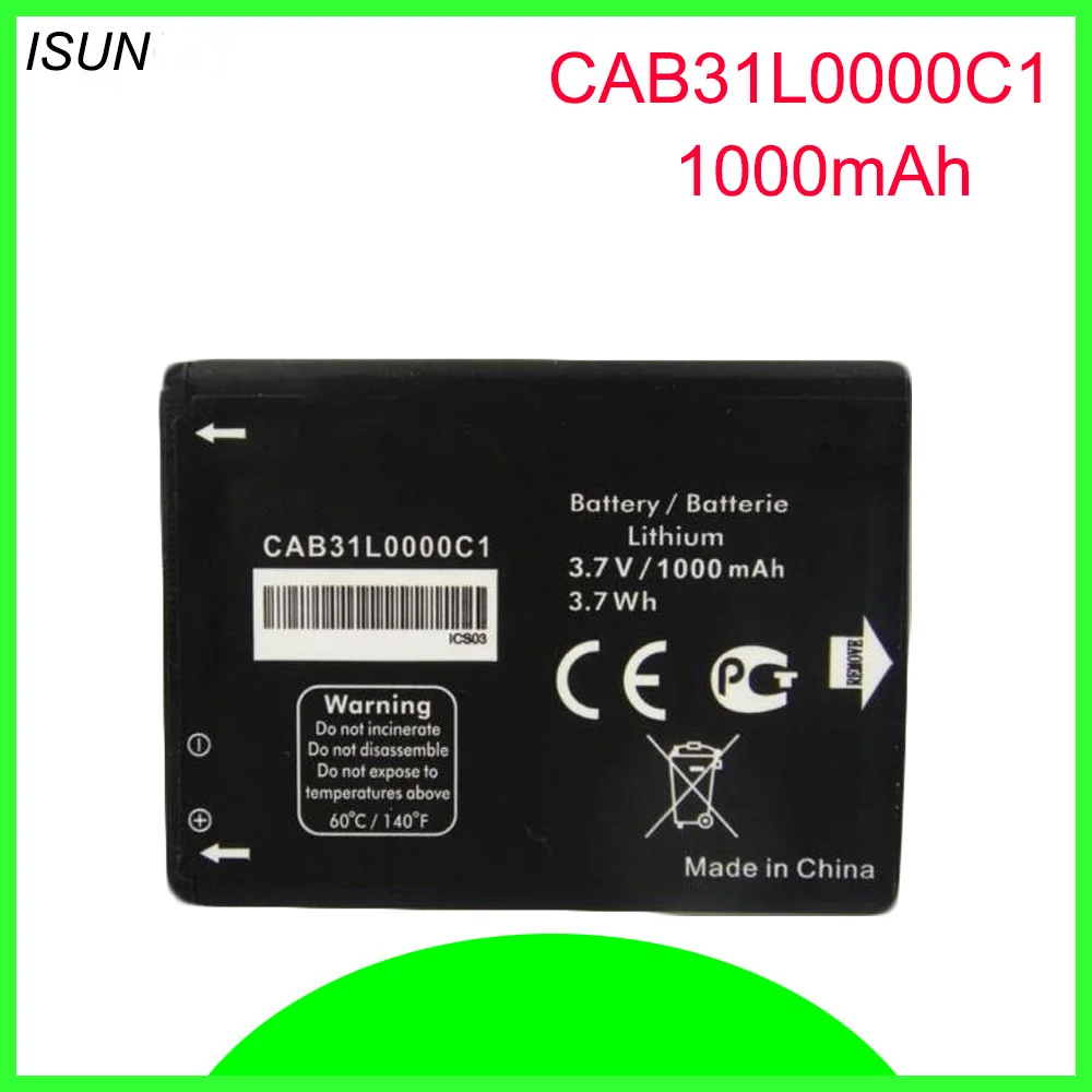 ISUNOO 5pcs/lot Replacement CAB31L0000C1 CAB31L0000C2 Battery for Alcatel i808 / TCL T66 A890 phone Batteries 1000mAh
ISUNOO 5pcs/lot Replacement CAB31L0000C1 CAB31L0000C2 Battery for Alcatel i808 / TCL T66 A890 phone Batteries 1000mAh