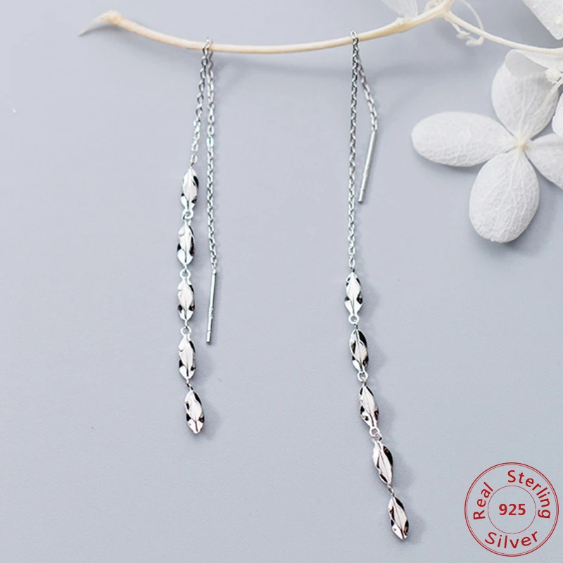 Fashion Delicate Long Chain Ear Line 925 Sterling Silver Rotating Leaves Link Dangle Drop Earrings Best Gift Girl Friend
Fashion Delicate Long Chain Ear Line 925 Sterling Silver Rotating Leaves Link Dangle Drop Earrings Best Gift Girl Friend