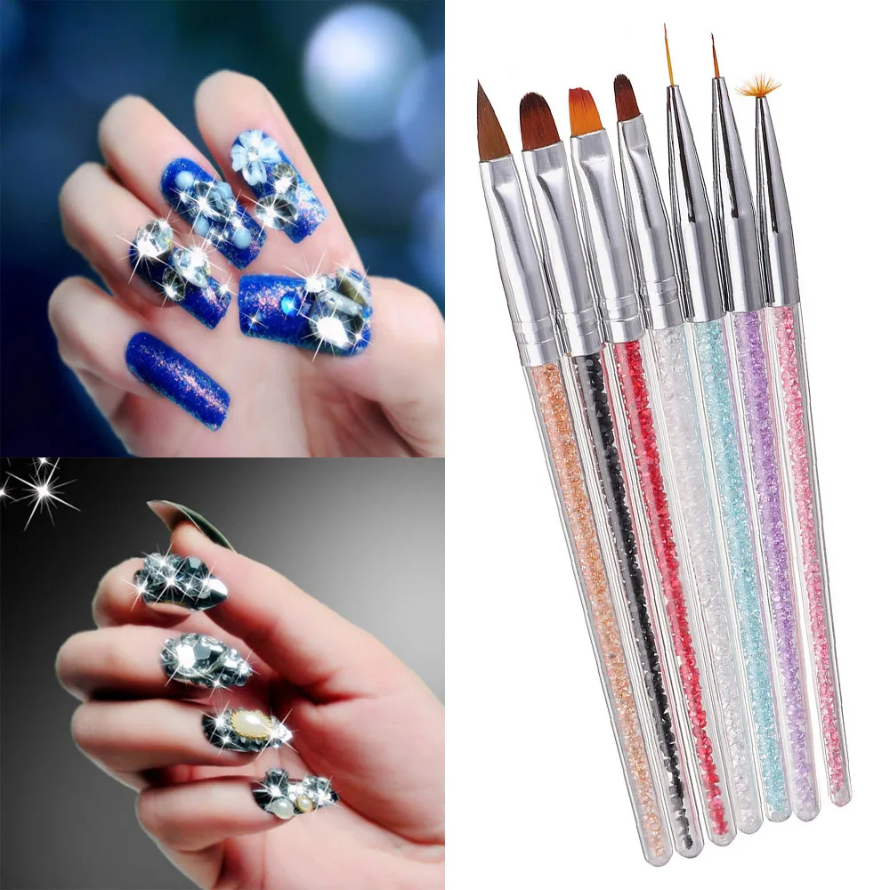 7PCS Nail Art Dotting Pens Rhinestone Crystal Tools Set Painting Way Brush Acrylic Pen Picker Rhinestones Decoration | Красота и