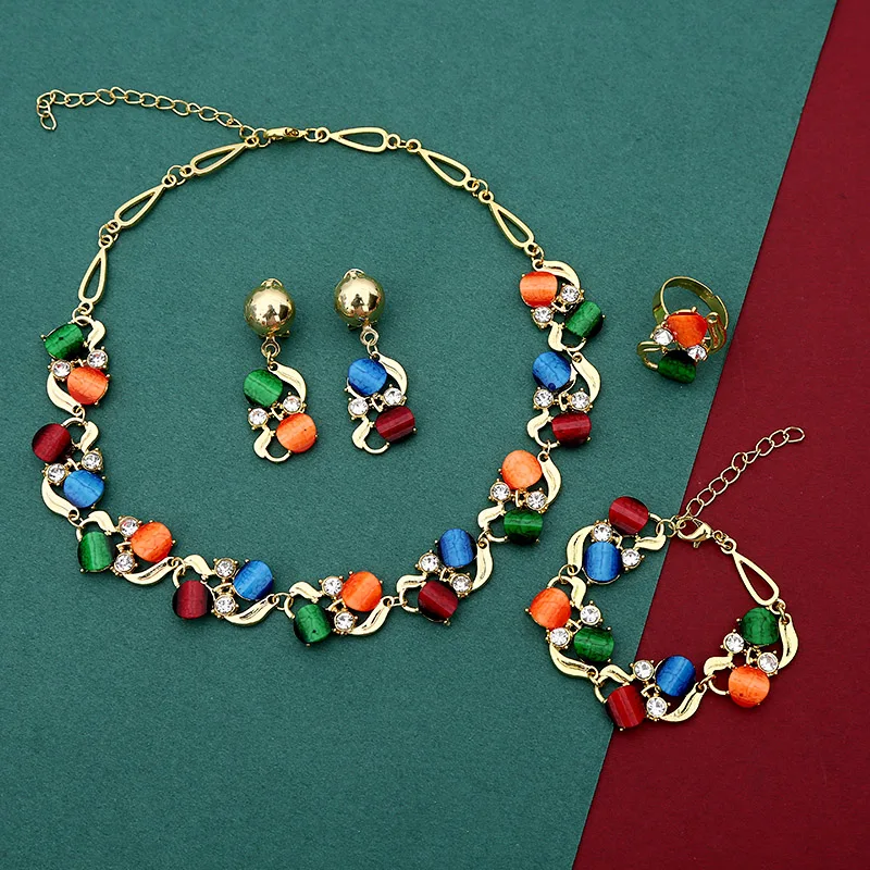 Guvivi New Fashion Jewelry Sets for Women Colorful Metal Stone Drop Earrings Choker Necklaces Bracelets Set Female NE+BR+RI+EA
Guvivi New Fashion Jewelry Sets for Women Colorful Metal Stone Drop Earrings Choker Necklaces Bracelets Set Female NE+BR+RI+EA