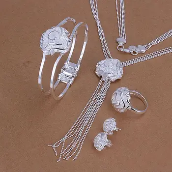 S248 Silver Color Lovely Jewelry Sets Silver 925 Jewelry Rose Ring Stud Earrings Bangle Necklace S248 /annajeua Azfajqma
S248 Silver Color Lovely Jewelry Sets Silver 925 Jewelry Rose Ring Stud Earrings Bangle Necklace S248 /annajeua Azfajqma