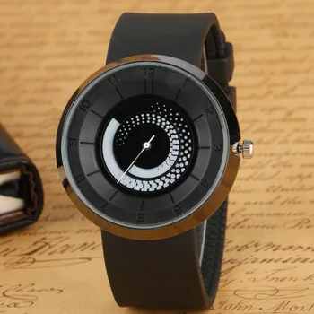 Creative Rotation Dial Black Rubber Band Strap Men Quartz Wrist Watch Fashion Business Style Turntabble Pattern Women Male Watch
Creative Rotation Dial Black Rubber Band Strap Men Quartz Wrist Watch Fashion Business Style Turntabble Pattern Women Male Watch