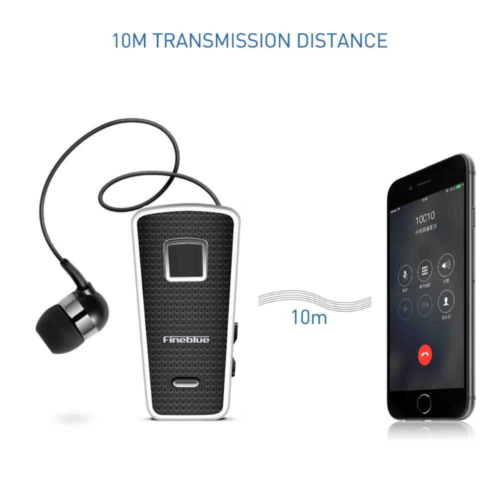 

2019 Fineblue F970 Portable Wireless Bluetooth neck clip on telescopic type business Sport stereo Earphone Vibration Wear Clip