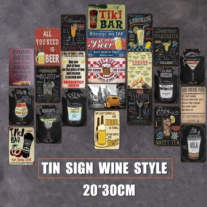 New Drink Wine Style Vintage Tin Sign Art Painting Bar Pub Cafe Club Shop Hotel Home Wall Decor Metal Poster
New Drink Wine Style Vintage Tin Sign Art Painting Bar Pub Cafe Club Shop Hotel Home Wall Decor Metal Poster