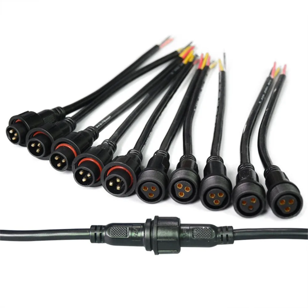 10Pairs 3 Core 3pin Black Pigtail Plastics Waterproof IP65 LED Connector Male Female 40cm/pair Applicable
10Pairs 3 Core 3pin Black Pigtail Plastics Waterproof IP65 LED Connector Male Female 40cm/pair Applicable