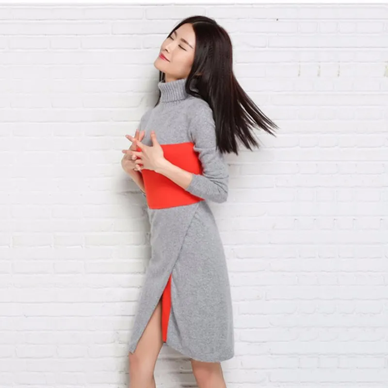 Image 2016 New Fashion Women Dress Cashmere Knitted Sweaters for ladies Turtleneck Winter Warm Pullover Women Clothes