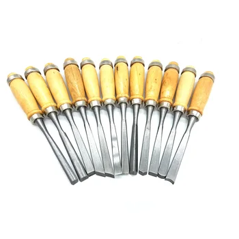 12pc Professional Manual Wood Carving Chisel Set Woodworking Carpenters Hand Chisel Knives Woodcut Set Lathe Gouges Tools