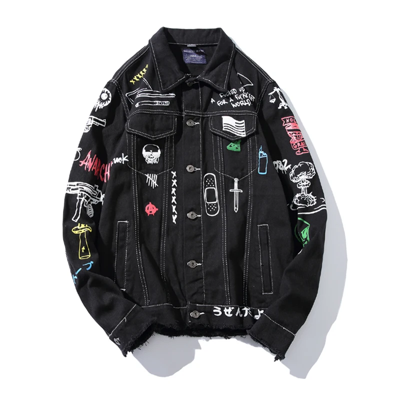 2019 new high quality individual pattern print fashion hip hop casual fall trend street men's size denim jacket
2019 new high quality individual pattern print fashion hip hop casual fall trend street men's size denim jacket
