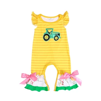 Boutique New Born Baby Clothes Summer Girl Ruffle Romper Yellow Stripe Puff Sleeve Tractor Jumpsuit Baby Onesie Newborn Costume
Boutique New Born Baby Clothes Summer Girl Ruffle Romper Yellow Stripe Puff Sleeve Tractor Jumpsuit Baby Onesie Newborn Costume
