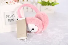 Beautiful Plush headphones winter ear warmer earmuffs music Cartoon earmuffs Headphone for Girls