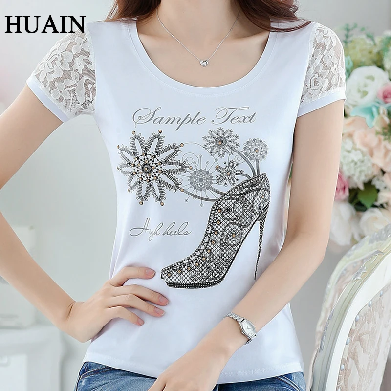 2019 Summer T Shirt Women New Diamonds White Tee Shirt Femme O-Neck Lace Fitness Female Tops Cotton Short Sleeve Women Clothing
2019 Summer T Shirt Women New Diamonds White Tee Shirt Femme O-Neck Lace Fitness Female Tops Cotton Short Sleeve Women Clothing
