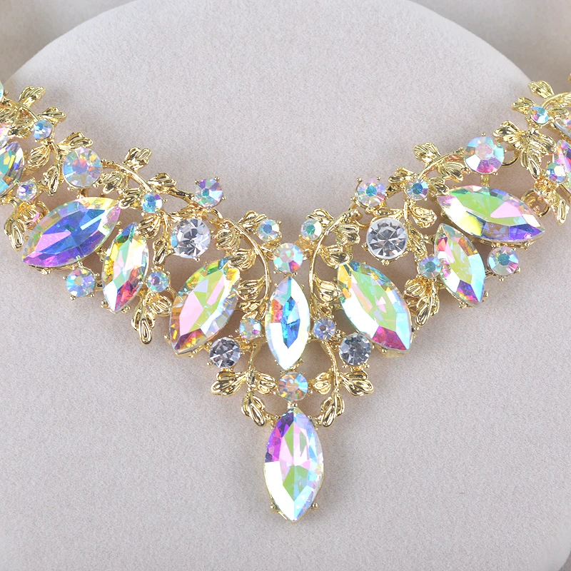 Fashion Crystal Indian Necklace Earring Jewelry Sets For Women Brides Bridal Wedding Party Costume Jewellery Accessories 3 Mallzona HTB1m.bcXvfsK1RjSszbq6AqBXXam Fashion Crystal Indian Necklace Earring Jewelry Sets For Women Brides Bridal Wedding Party Costume Jewellery Accessories Mallzona