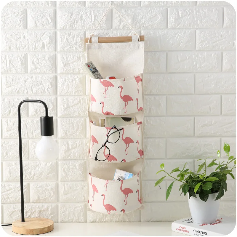 JX-LCLYL Cartoon cotton three layer hanging debris storage hanging pocket storage bag