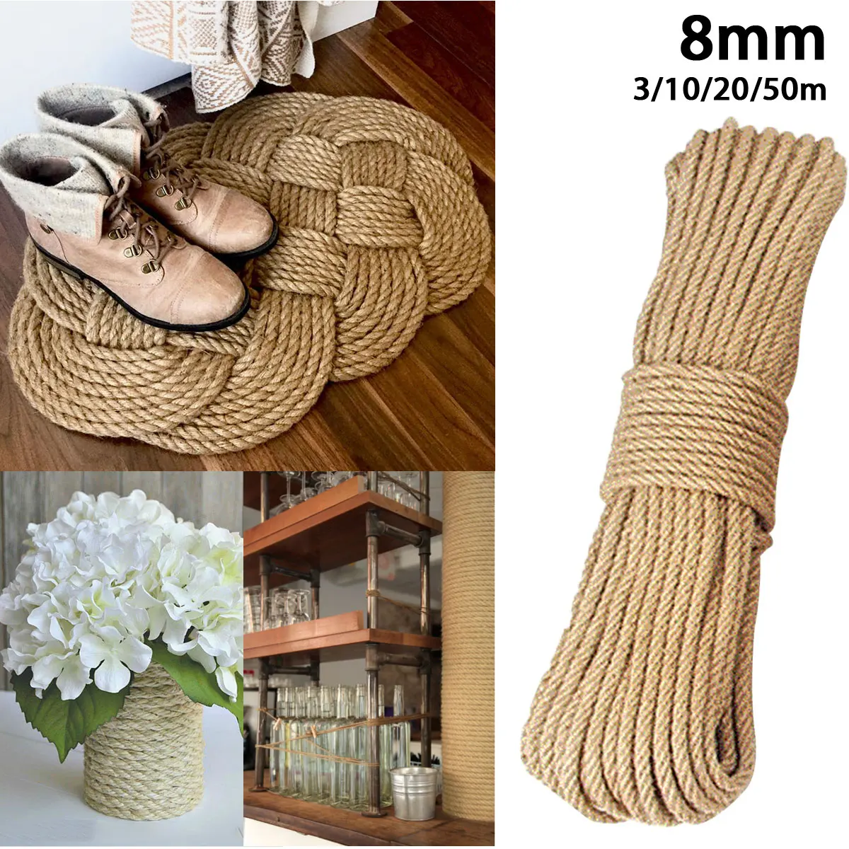 8mm 3m-20m Jute Rope Twine Rope Natural Hemp Twisted Cord Macrame String DIY Handmade Craft Decoration Pet Scratching Tool
8mm 3m-20m Jute Rope Twine Rope Natural Hemp Twisted Cord Macrame String DIY Handmade Craft Decoration Pet Scratching Tool