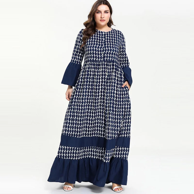 2019 Women Muslim Dress Patchwork Plaid kaftan moroccan Abaya Plus size Islamic Dress Flare Sleeve M-4XL
2019 Women Muslim Dress Patchwork Plaid kaftan moroccan Abaya Plus size Islamic Dress Flare Sleeve M-4XL