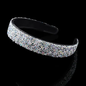 Haimeikang 2019 New Luxury Shiny Rhinestone hairband For Women Girls Hair Accessories Wide Hair Hoop Band Headband 4 Color
