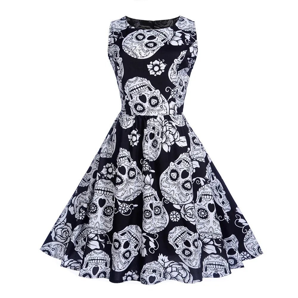 Vestidos Women Sleeveless O Neck Party Prom Swing Dress Halloween Woman Party Night Skull Printed Tutu Dress vestidos elegantes
Vestidos Women Sleeveless O Neck Party Prom Swing Dress Halloween Woman Party Night Skull Printed Tutu Dress vestidos elegantes