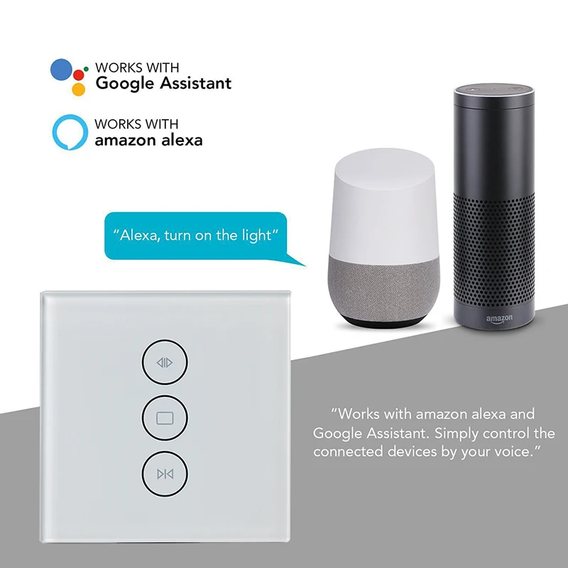 WiFi Smart Curtain Switch Smart Life Tuya for Electric Motorized Curtain Blind Roller Shutter Works with Alexa and Google Home
WiFi Smart Curtain Switch Smart Life Tuya for Electric Motorized Curtain Blind Roller Shutter Works with Alexa and Google Home