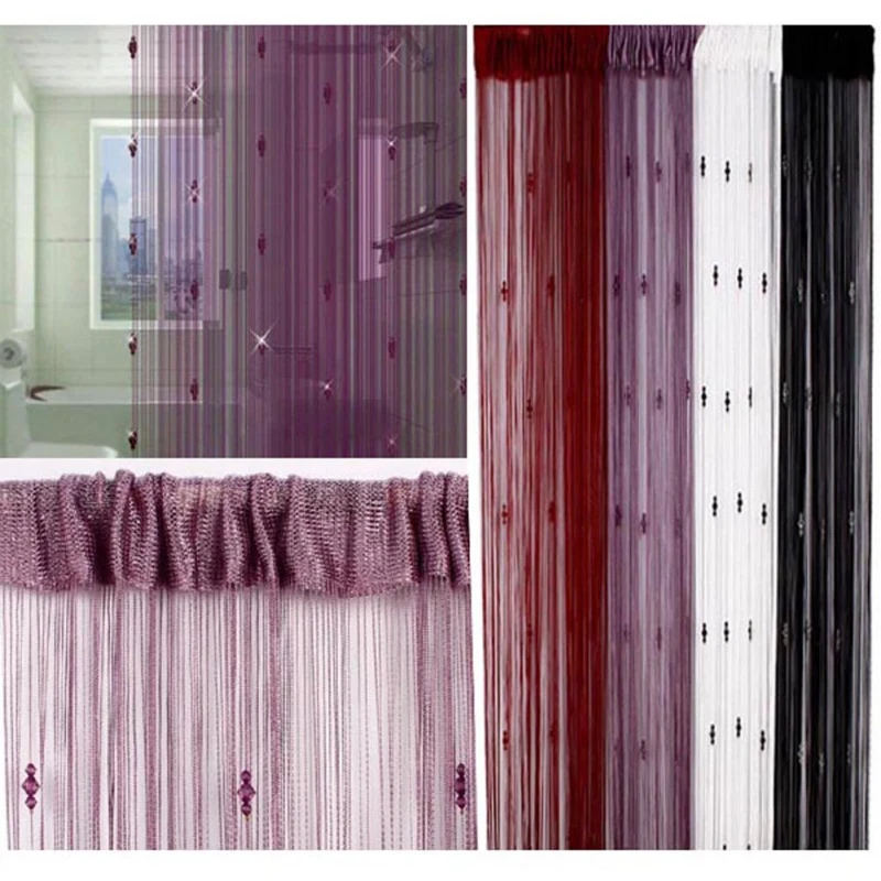 Image Newest Beads Romantic Tassels Line Door Window Curtains String Panel Divider Pelmets