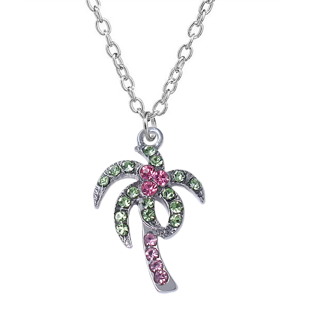 Fashion Colorful Rhinestone Crystal Inlay Metal Palm Tree Charm Necklace for ocean Style Holiday Gifts Souvenir Jewelry Necklace
Fashion Colorful Rhinestone Crystal Inlay Metal Palm Tree Charm Necklace for ocean Style Holiday Gifts Souvenir Jewelry Necklace