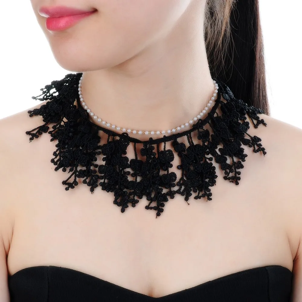 JEROLLIN Ethnic White Pearl Handmade Black & White Cloth Chunky Choker Statement Bib Necklace
JEROLLIN Ethnic White Pearl Handmade Black & White Cloth Chunky Choker Statement Bib Necklace