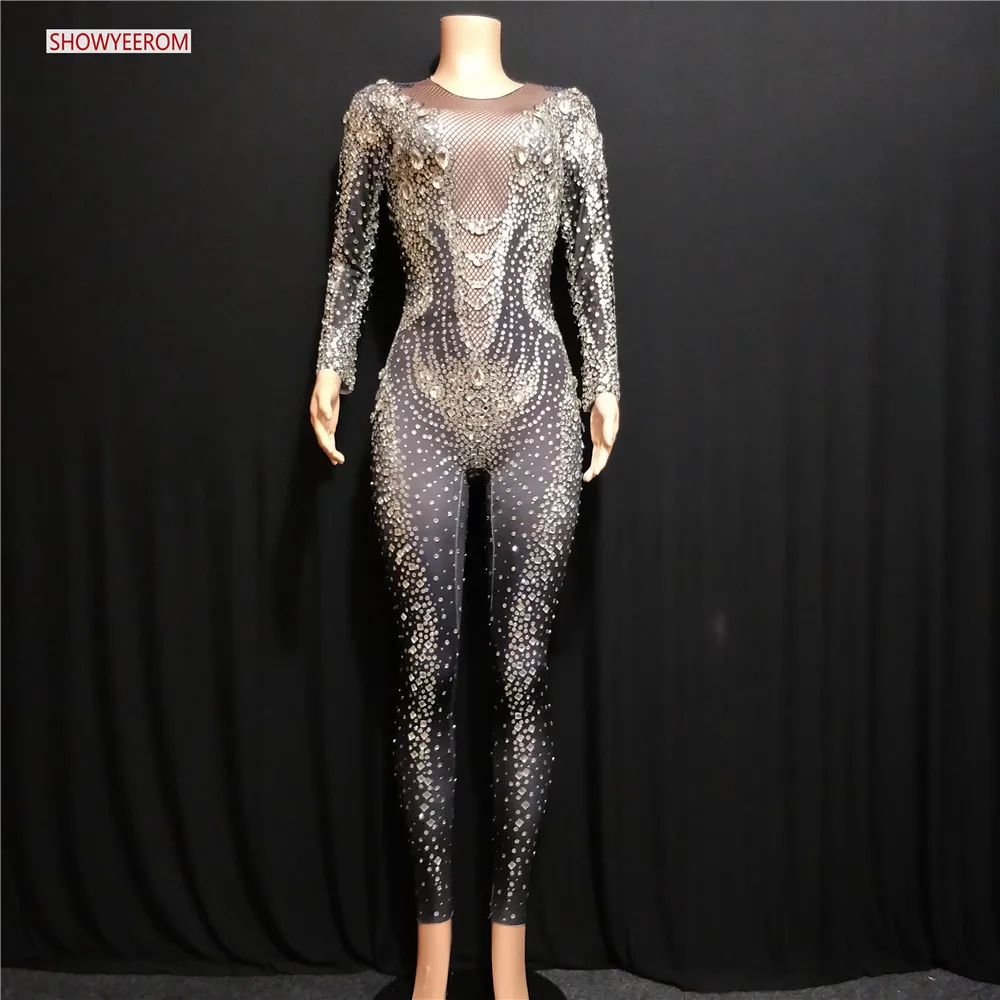 Silver Sparkly Rhinestones Jumpsuit Big Stones Bodysuit Women's Performance Party Celebrate luxurious Costume Dance Clothing
Silver Sparkly Rhinestones Jumpsuit Big Stones Bodysuit Women's Performance Party Celebrate luxurious Costume Dance Clothing