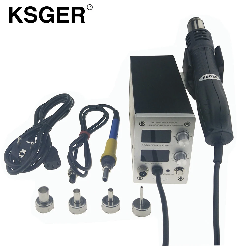 KSGER All In One 2 In 1 STM32 OLED Rework Resoldering Soldering Station Hot Air Gun Stand Holder 4pcs Nozzles
KSGER All In One 2 In 1 STM32 OLED Rework Resoldering Soldering Station Hot Air Gun Stand Holder 4pcs Nozzles