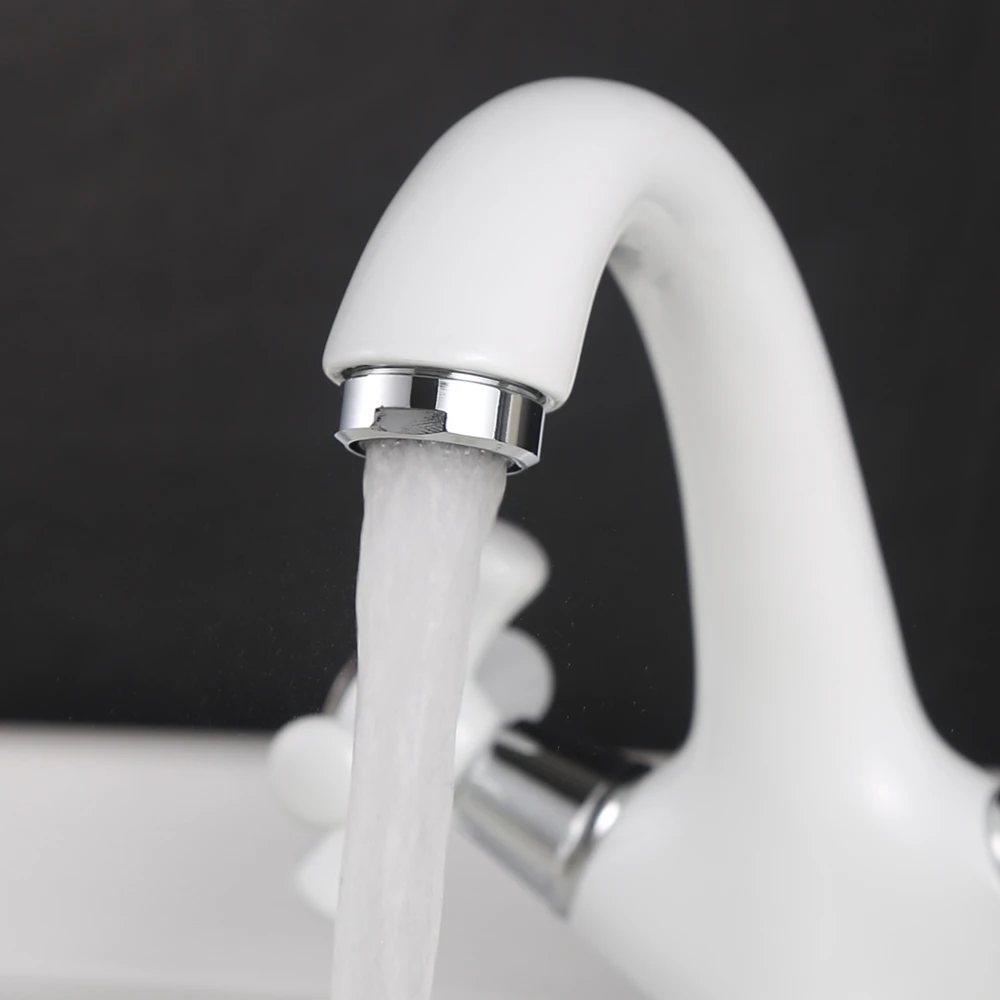 Classic White Ceramic Bathroom Basin Faucet Mixer Toilet Faucet Double Handle Bath Tap hot and cold Water Mixer Control DOODII7