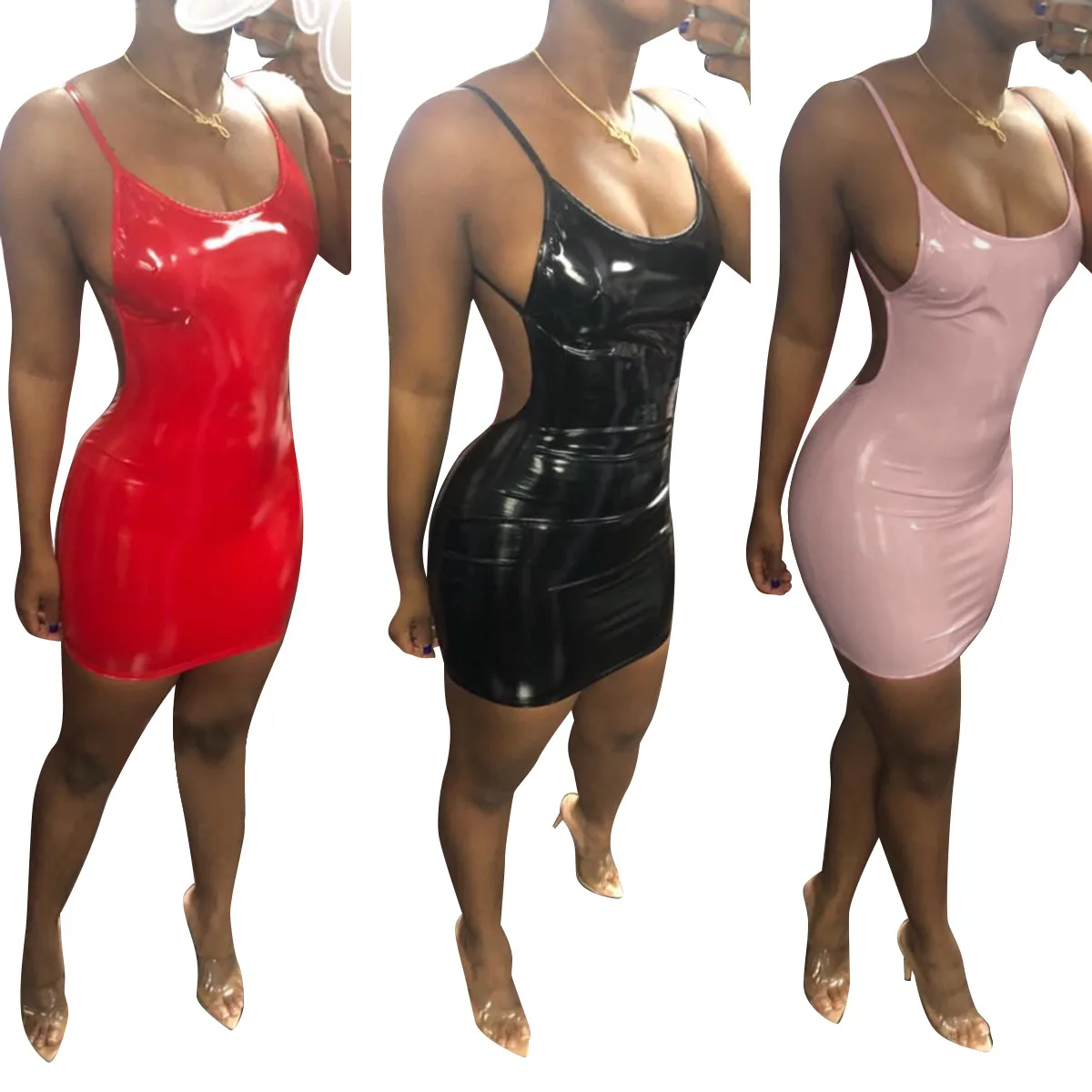 Women Sexy Party Casual Mini Short Bodycon Dresses Red Pink Black Plus Size spaghetti strap Backless dress PU faux leather XXL
Women Sexy Party Casual Mini Short Bodycon Dresses Red Pink Black Plus Size spaghetti strap Backless dress PU faux leather XXL
