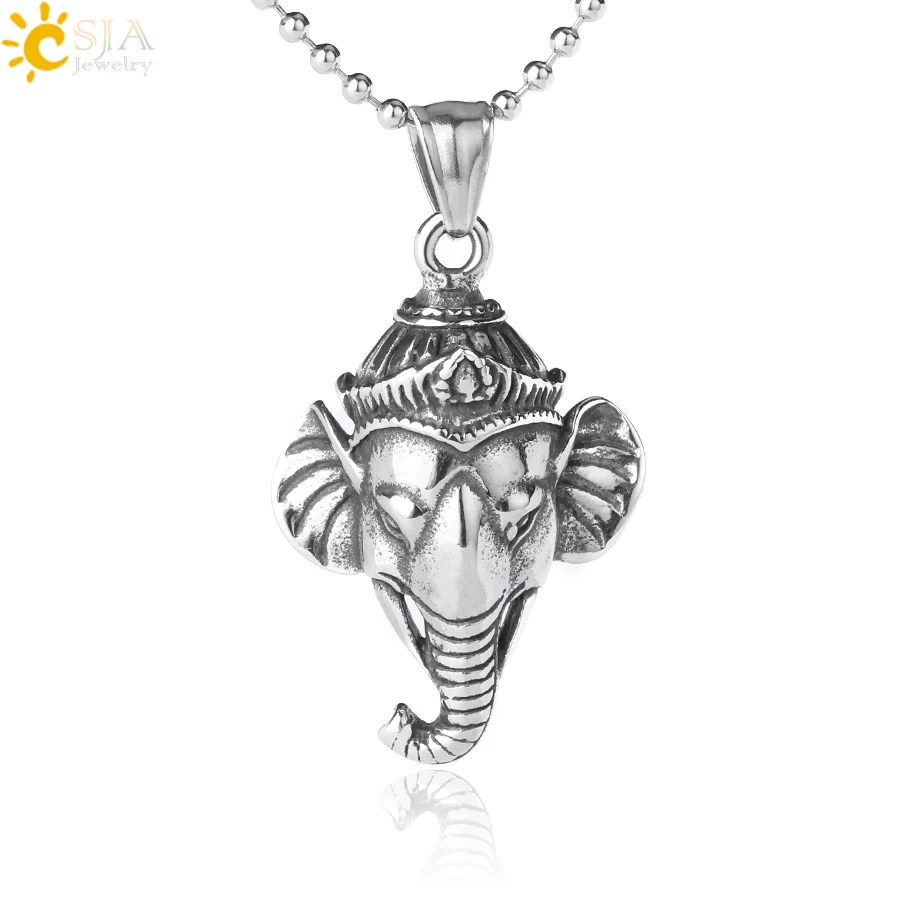 CSJA Antique Silver Color Stainless Steel Elephant Head Statement Necklaces Pendants Ganesha Animal Male Charms Jewelry S006
CSJA Antique Silver Color Stainless Steel Elephant Head Statement Necklaces Pendants Ganesha Animal Male Charms Jewelry S006