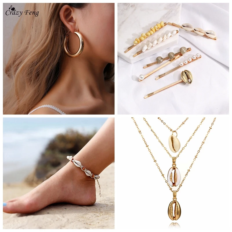 2019 Bohemian Seashell Jewelry Sets For Women Round Geometric Earrings Chain Necklace Pearl Hairclip Shell Anklet NE+BR+EA
2019 Bohemian Seashell Jewelry Sets For Women Round Geometric Earrings Chain Necklace Pearl Hairclip Shell Anklet NE+BR+EA