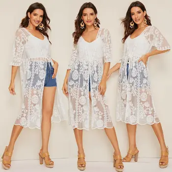 Cardigan Blouse Women's Loose Flower Print Lace Beach Kimono Summer Chiffon Shawl Kimono Half Sleeve Cardigan Tops Outwear
Cardigan Blouse Women's Loose Flower Print Lace Beach Kimono Summer Chiffon Shawl Kimono Half Sleeve Cardigan Tops Outwear