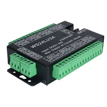 24CH Easy DMX512 DMX Decoder, WS24LU3A LED Dimmer Controller, DC5V-24V,Each CH Max 3A,8 Groups RGB controller, Iron Case
24CH Easy DMX512 DMX Decoder, WS24LU3A LED Dimmer Controller, DC5V-24V,Each CH Max 3A,8 Groups RGB controller, Iron Case