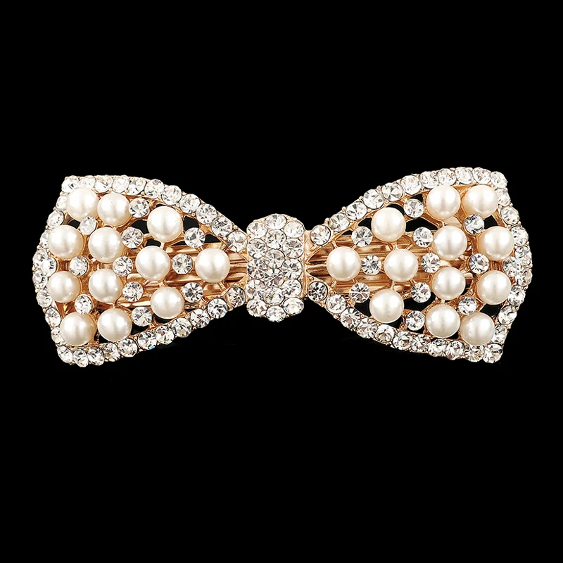Luxury Pearls Diamante Hair Bow Clip Crystal And Rhinestone Hair Barrette For Fashion Women Jewelry Accessories Hairwear
Luxury Pearls Diamante Hair Bow Clip Crystal And Rhinestone Hair Barrette For Fashion Women Jewelry Accessories Hairwear