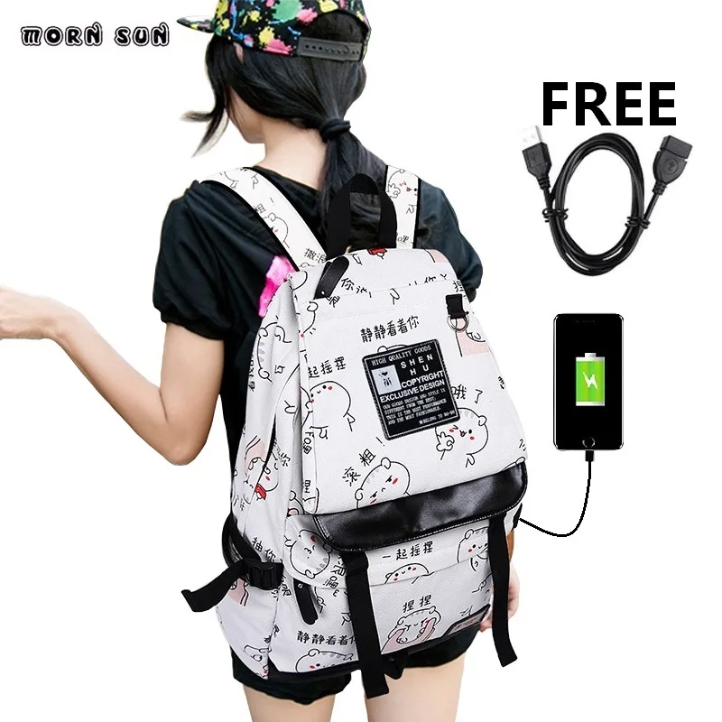 female fashion printing backpack usb bag for laptop women travel bags white canvas school backpack for girls secure backpack
female fashion printing backpack usb bag for laptop women travel bags white canvas school backpack for girls secure backpack